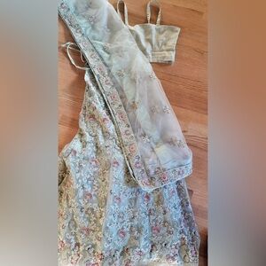 Mint Embroidered Lehenga